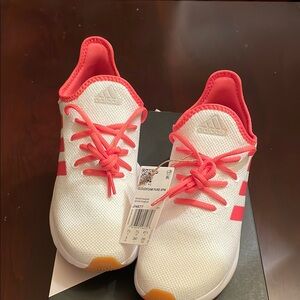 Adidas women White and Scarlet Sneakers